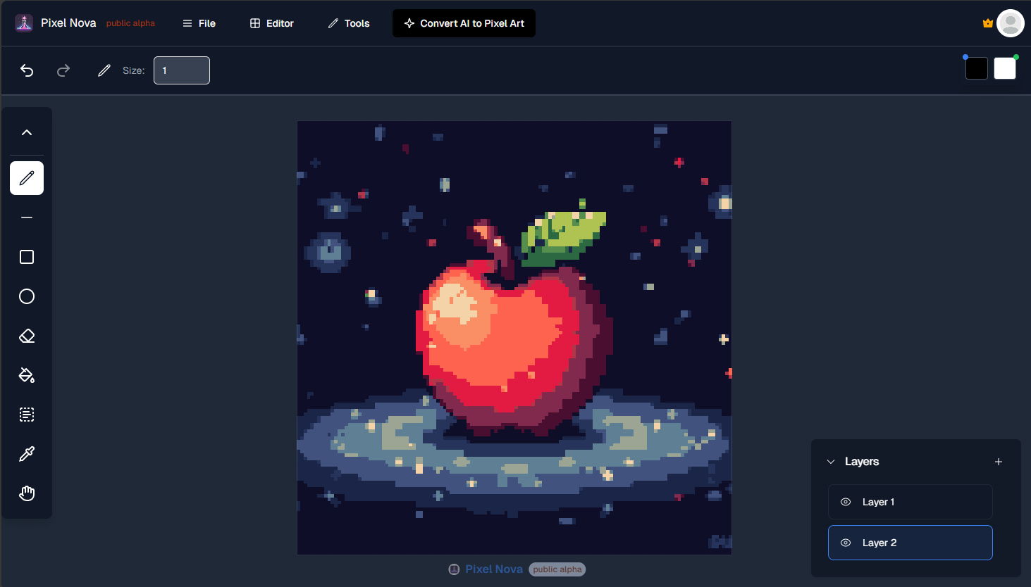 Pixel art editor interface preview