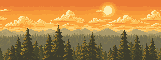 A forest at sunset