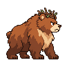 A bear boss with a leaf crown