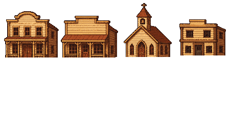A sheet of old west buildings
