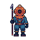 A deep sea diver with a spear