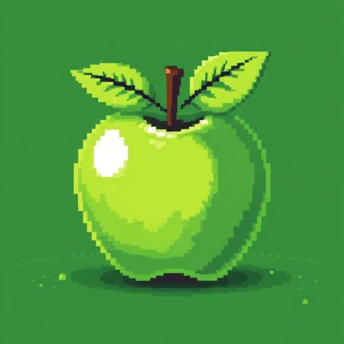 A smooth, soft-shaded subject in a pixel-art style, with a large colour count